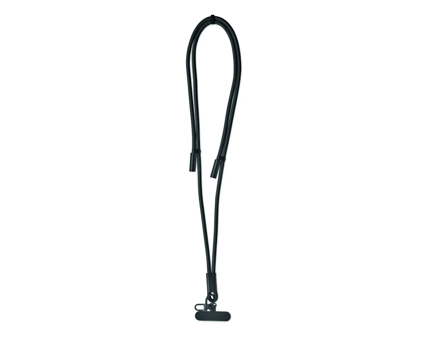 Czarna smycz RPET USB-C 60W z logo – gadżet firmowy