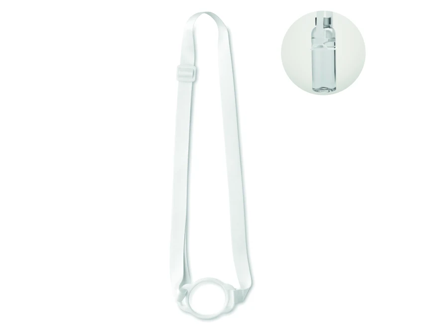 Biała smycz na butelkę 6 cm z logo firmy, 20 mm Polyester