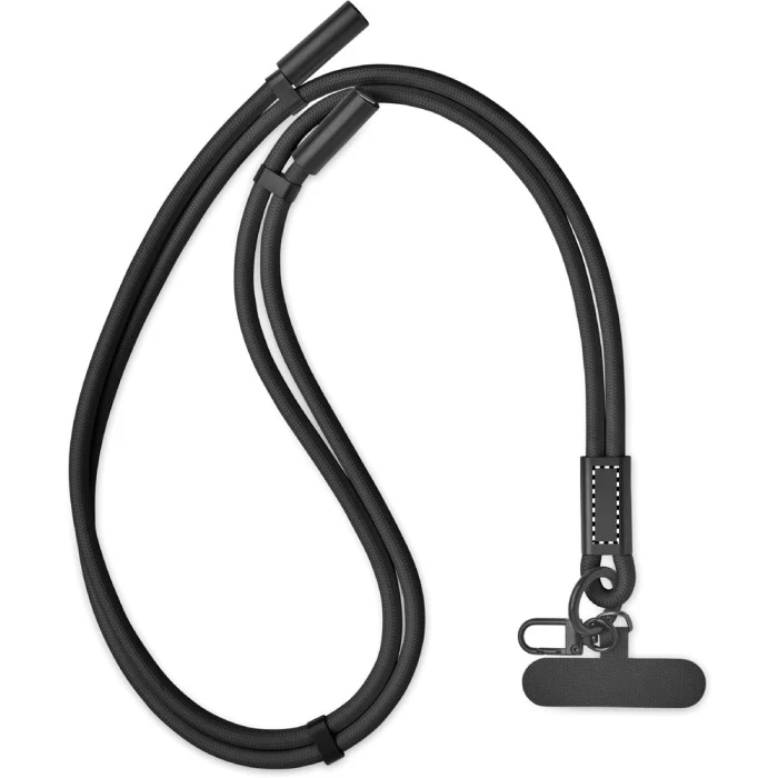 Schemat znakowania dla Etykieta - DL na gadżecie: Czarna smycz RPET USB-C 60W z logo – gadżet firmowy