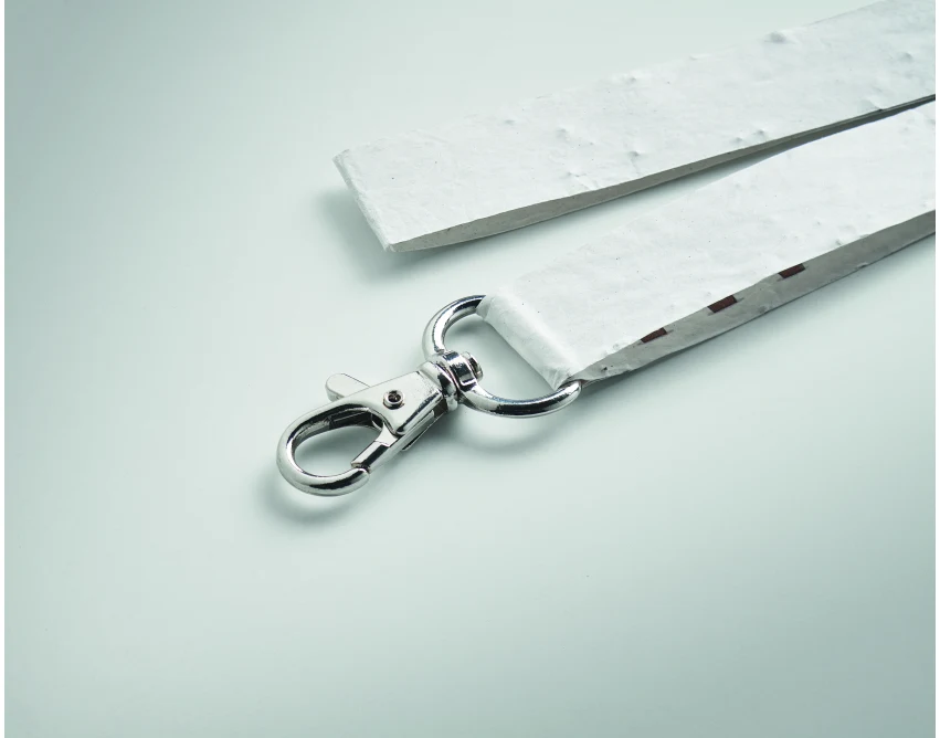 Ekologiczna smycz z papieru z nasionami, biały, 20mm, logo