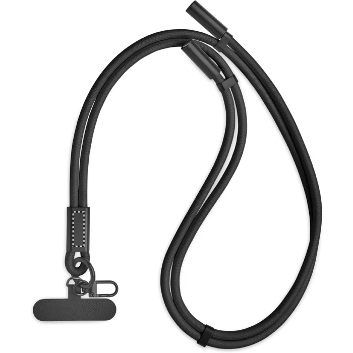 Schemat znakowania dla Etykieta - DL na gadżecie: Czarna smycz RPET USB-C 60W z logo – gadżet firmowy