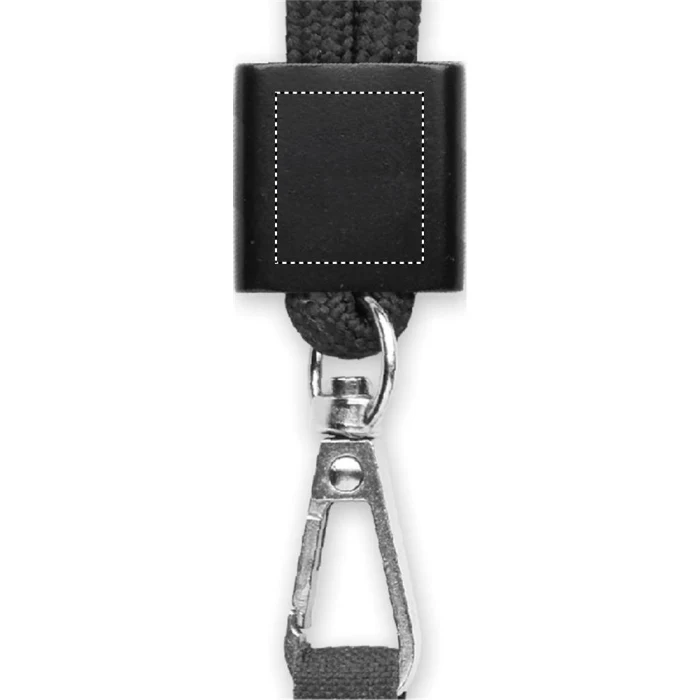 Schemat znakowania dla Tampondruk - P3 na gadżecie: Czarna smycz do telefonu RPET Nonette z metalowym karabińczykiem