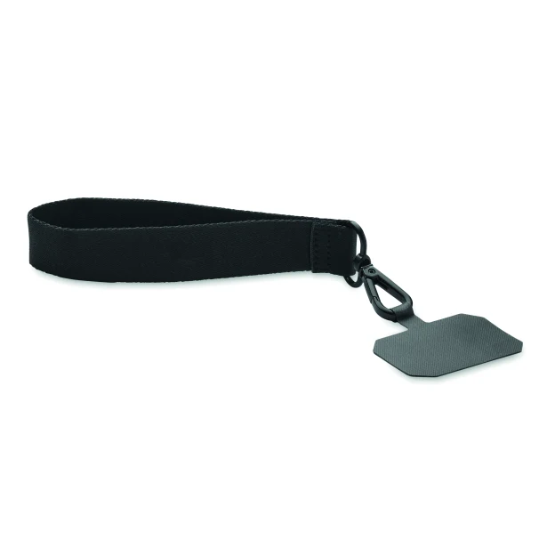 Czarna smycz na telefon Celeste 2,5 cm, poliester, z logo