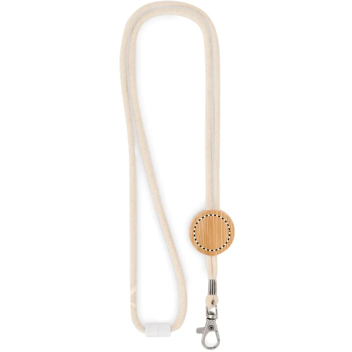 Schemat znakowania dla Grawerowanie laserowe - L3 na gadżecie: Smycz bawełniana beżowa 50 cm z bambusowym kółkiem i logo