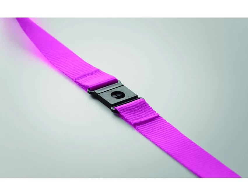 Smycz reklamowa RPET fuksja 20 mm z karabińczykiem