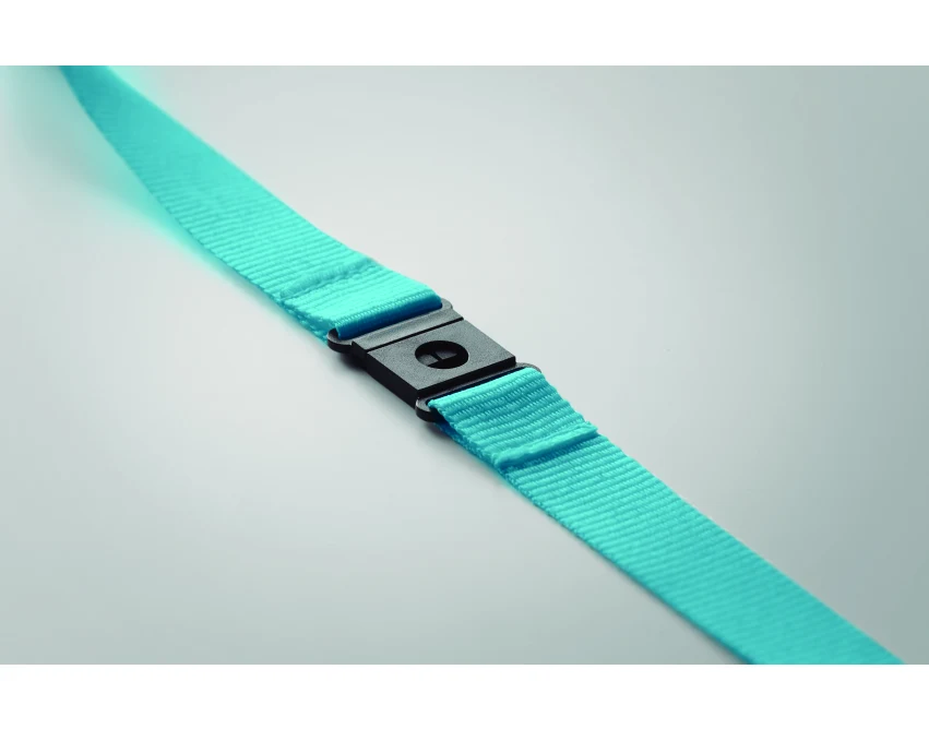 Turkusowa smycz rPET 20 mm z karabińczykiem i nadrukiem