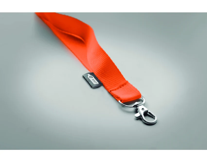 Smycz reklamowa RPET 20 mm z logo – pomarańczowa