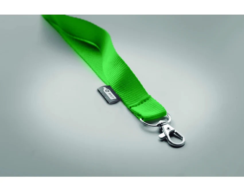 Zielona smycz RPET 20 mm z karabińczykiem i nadrukiem
