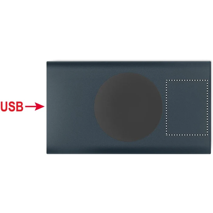 Schemat znakowania dla Tampondruk - P5 na gadżecie: Granatowy power bank 15W 5000mAh z logo – aluminium