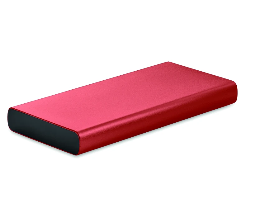 Power bank 10000 mAh burgundowy aluminium z logo firmy