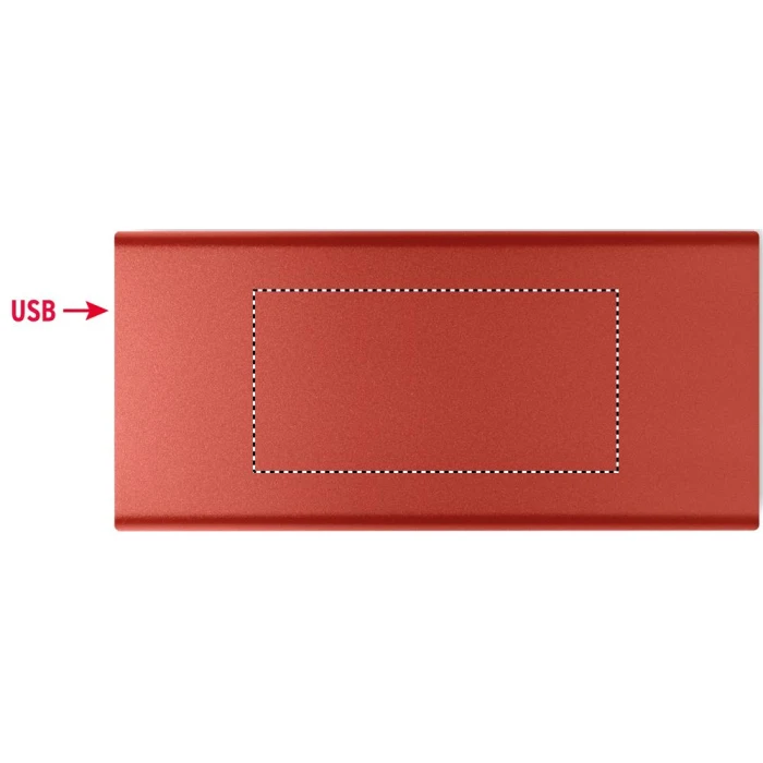 Schemat znakowania dla Tampondruk - P5 na gadżecie: Power bank 10000 mAh burgundowy aluminium z logo firmy