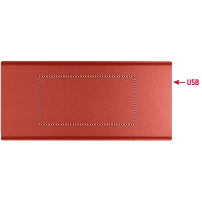 Schemat znakowania dla Tampondruk - P5 na gadżecie: Power bank 10000 mAh burgundowy aluminium z logo firmy