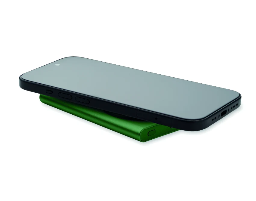 Powerbank 5000mAh ciemnozielony z logo, aluminium, 20W