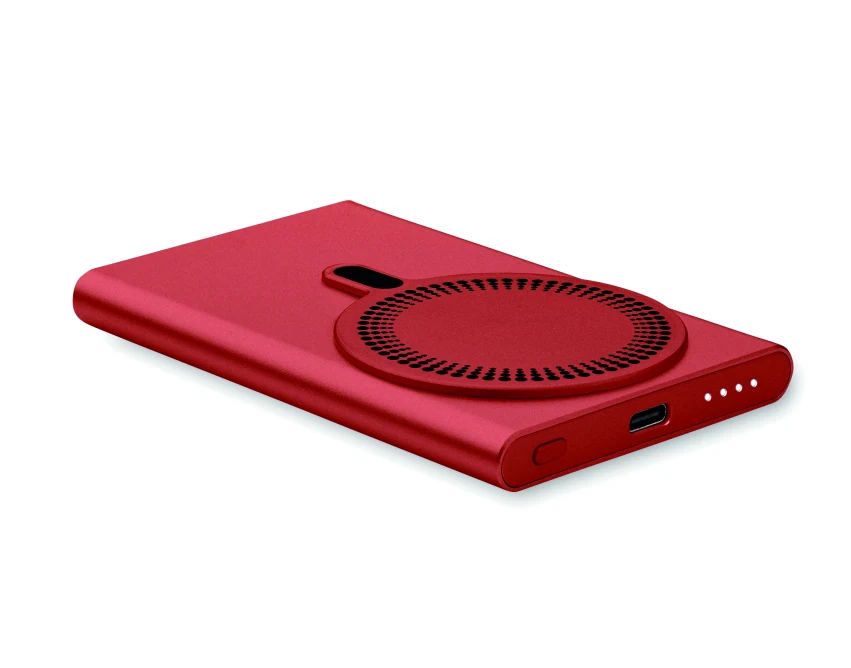 Burgundowy powerbank MagSafe 5000mAh z logo – aluminium