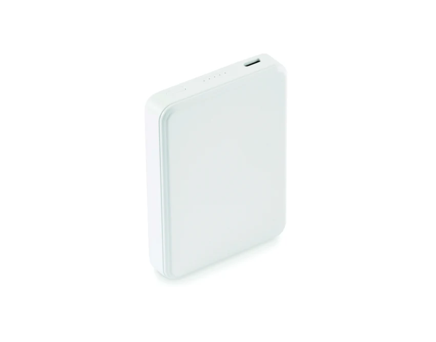 Biały power bank reklamowy 5000 mAh z nadrukiem logo