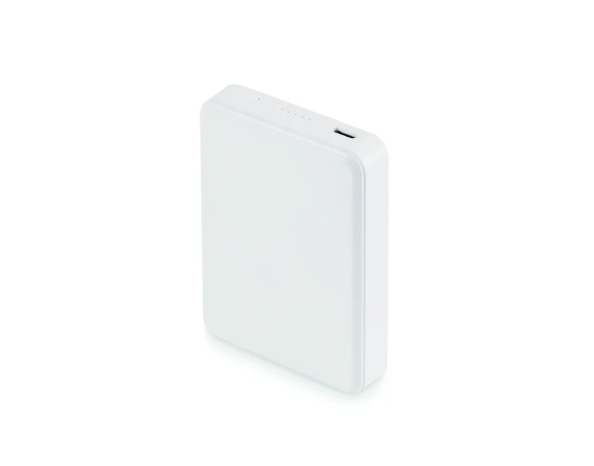 Biały power bank reklamowy 5000 mAh z nadrukiem logo