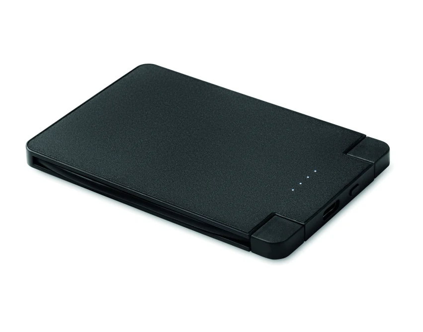 Czarny magnetyczny power bank Slimpo 2500 mAh z logo