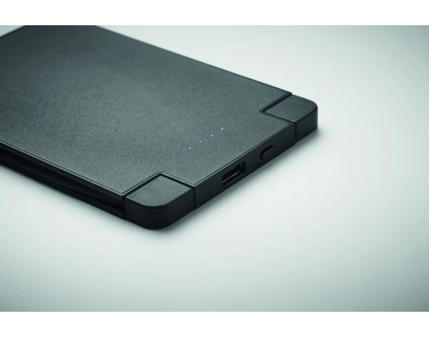 Czarny magnetyczny power bank Slimpo 2500 mAh z logo