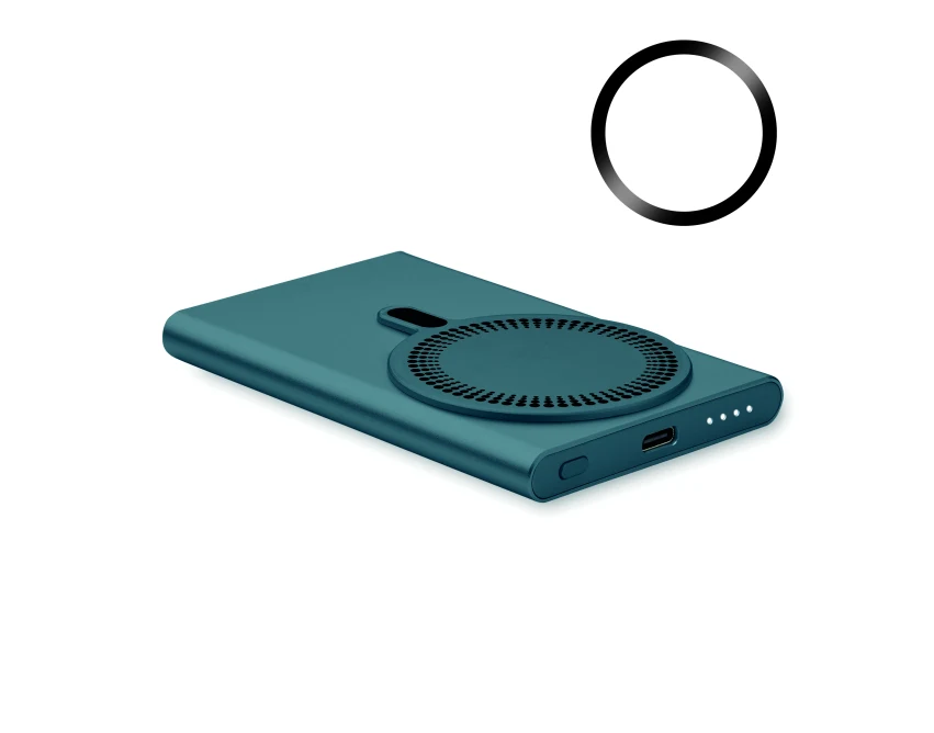 Niebieska magnetyczna ładowarka 15W z logo – aluminium eco