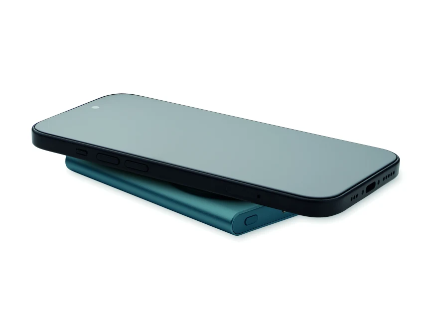 Niebieska magnetyczna ładowarka 15W z logo – aluminium eco