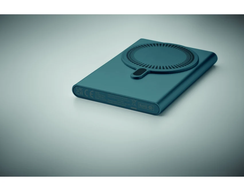 Niebieska magnetyczna ładowarka 15W z logo – aluminium eco