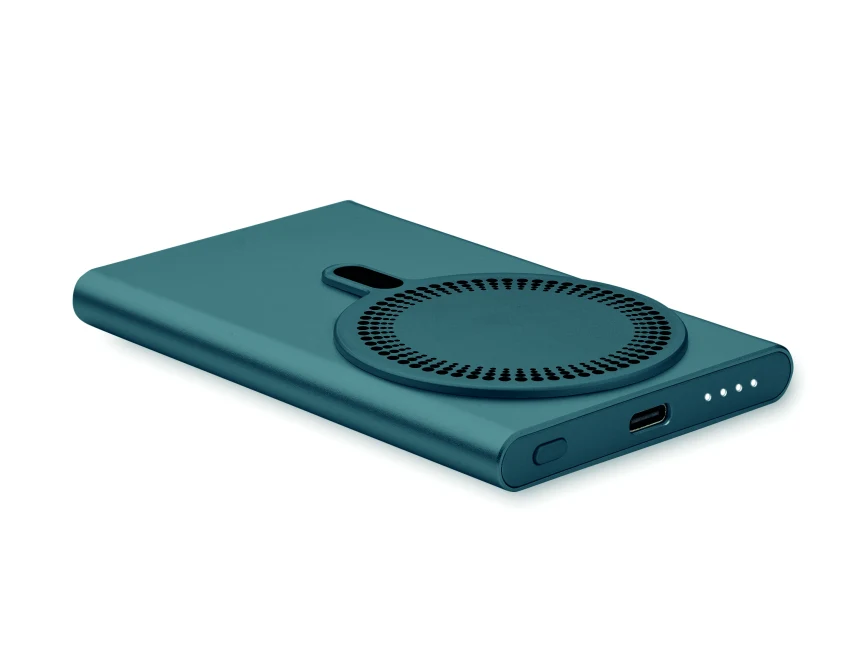 Niebieska magnetyczna ładowarka 15W z logo – aluminium eco