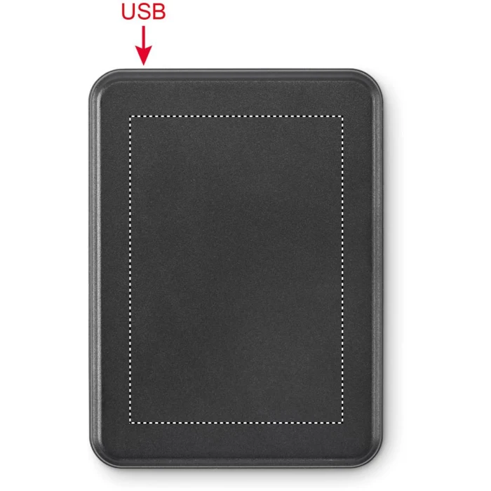 Schemat znakowania dla Etykieta - DL na gadżecie: Czarny ekologiczny power bank 5000 mAh Kleinpow z logo