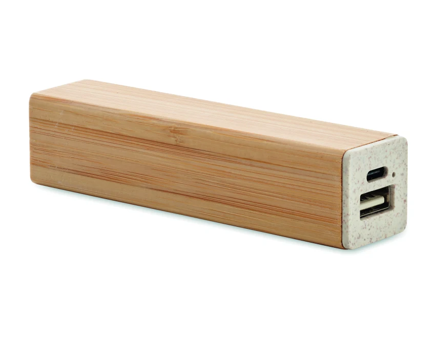 Powerbank bambusowy 2600 mAh z logo – eko prezent firmowy