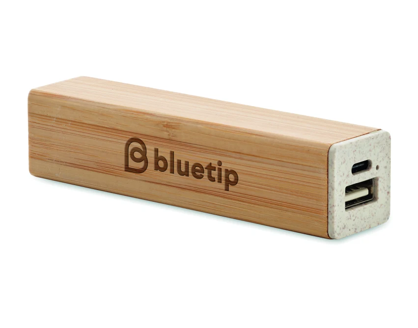 Powerbank bambusowy 2600 mAh z logo – eko prezent firmowy