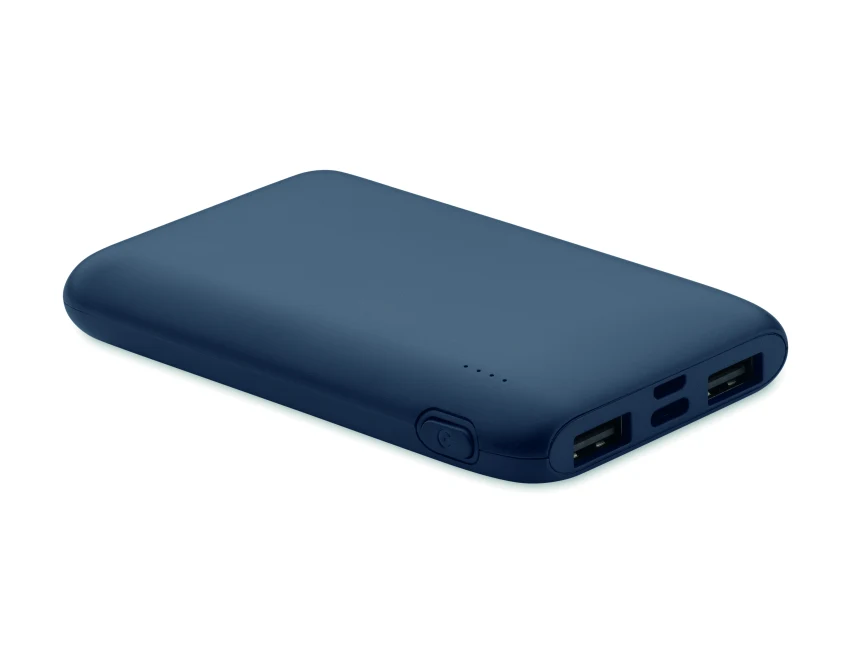 Power bank 5000 mAh granatowy z recyklingu z logo