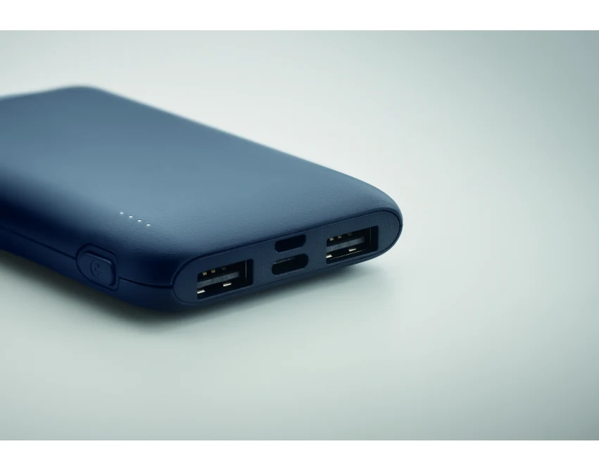 Power bank 5000 mAh granatowy z recyklingu z logo