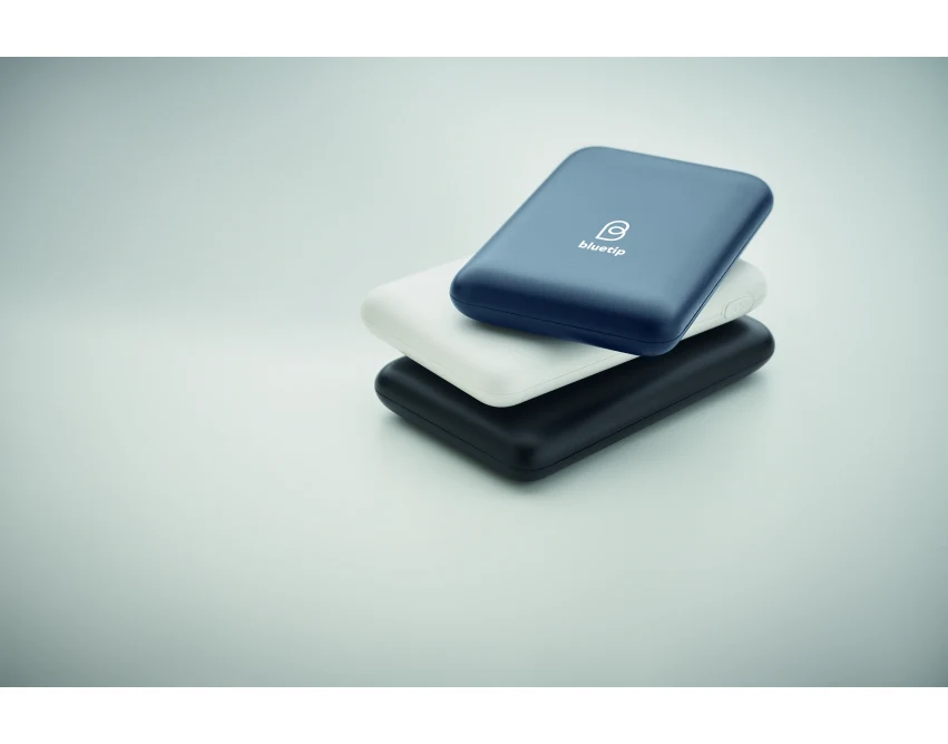 Powerbank 5000 mAh czarny z logo, ABS, USB-C, LED