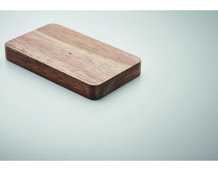 Powerbank eko 4000 mAh drewno akacjowe Qi 15 W USB-C Czarny