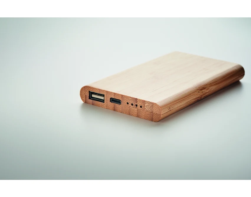 Bambusowy power bank 4000 mAh z logo USB-C ArenaPower C