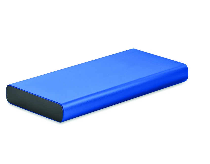 Power bank 10000 mAh niebieski z logo, aluminium z recyklingu