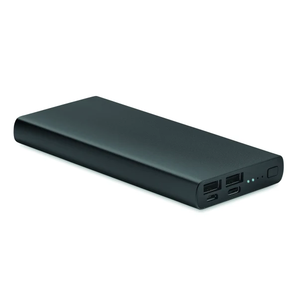Power bank 10000mAh czarny z recyklingu z logo USB-C PD 18W