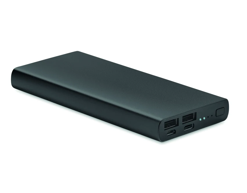 Power bank 10000mAh czarny z recyklingu z logo USB-C PD 18W