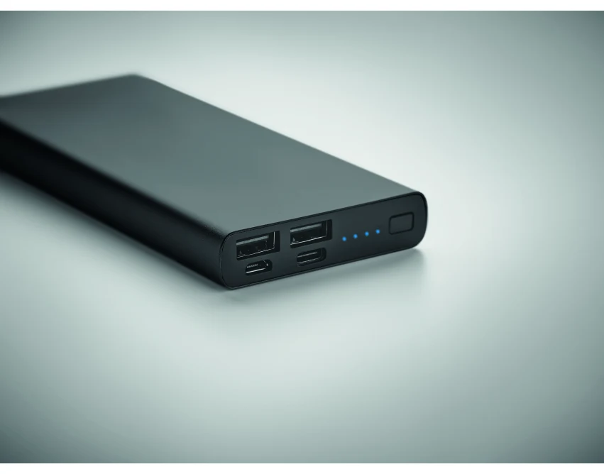 Power bank 10000mAh czarny z recyklingu z logo USB-C PD 18W
