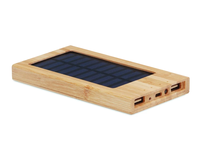 Bambusowy powerbank solarny 4000 mAh z logo Arena