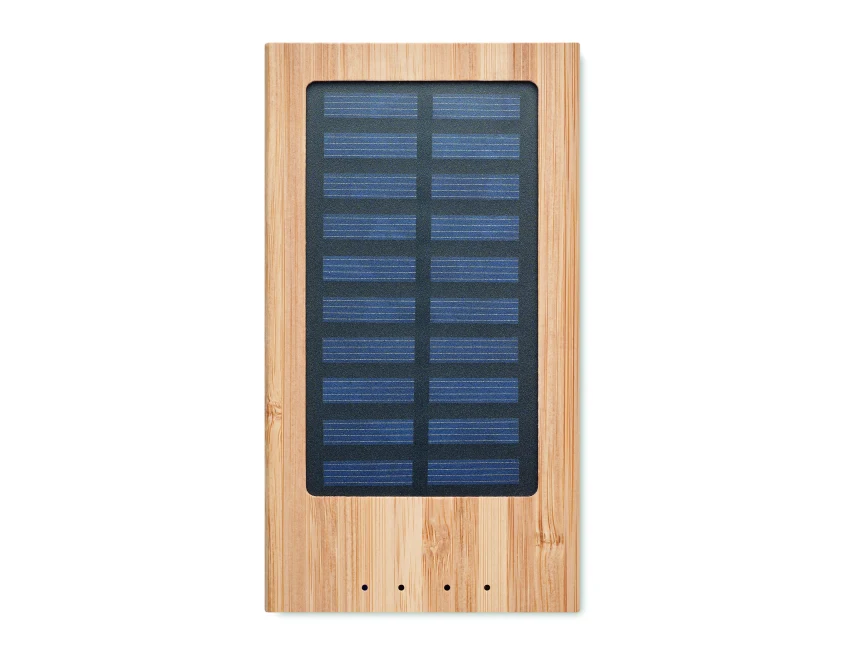 Bambusowy powerbank solarny 4000 mAh z logo Arena