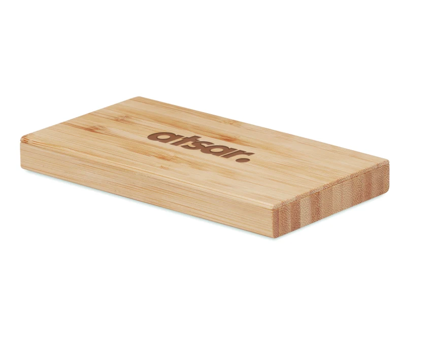 Bambusowy powerbank solarny 4000 mAh z logo Arena