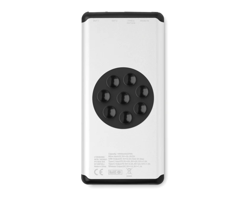 Powerbank 10000mAh srebrny mat z logo – aluminium PD