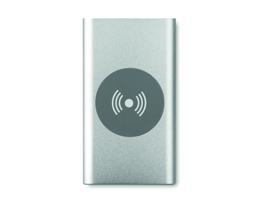 Powerbank aluminiowy 4000 mAh srebrny mat z logo firmy