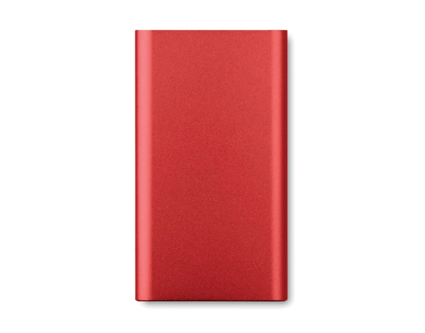 Czerwony power bank 4000 mAh z logo – aluminium, bezprzewodowy