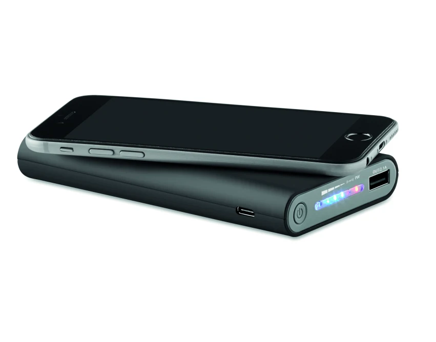 Czarny powerbank Vigor 8000mAh z ładowaniem bezprzewodowym