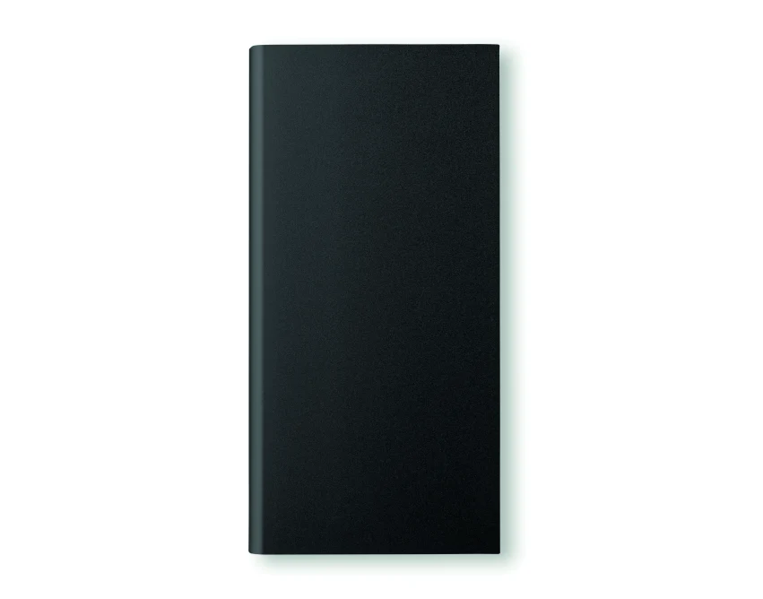 Czarny powerbank solarny 8000 mAh z recyklingu z logo