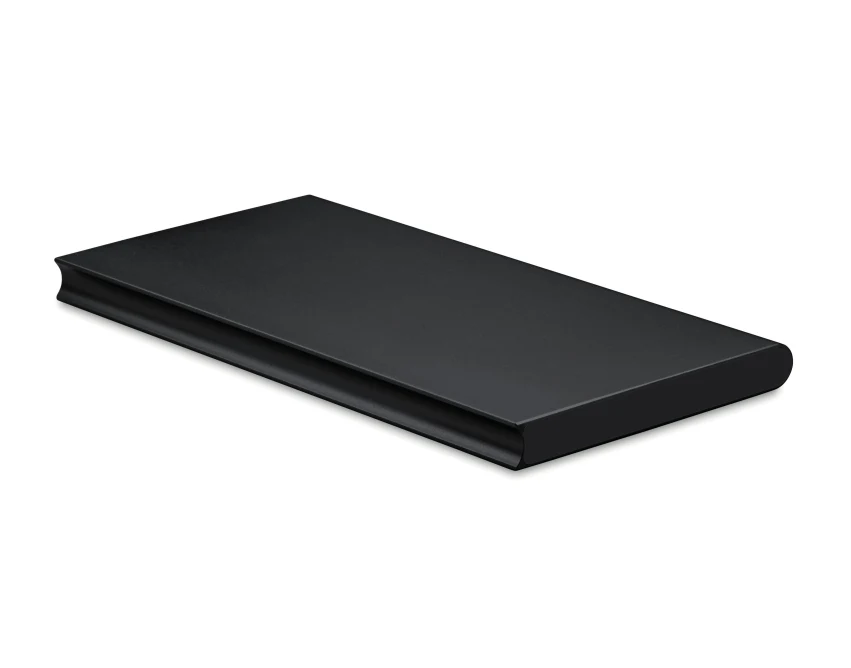 Czarny powerbank solarny 8000 mAh z recyklingu z logo