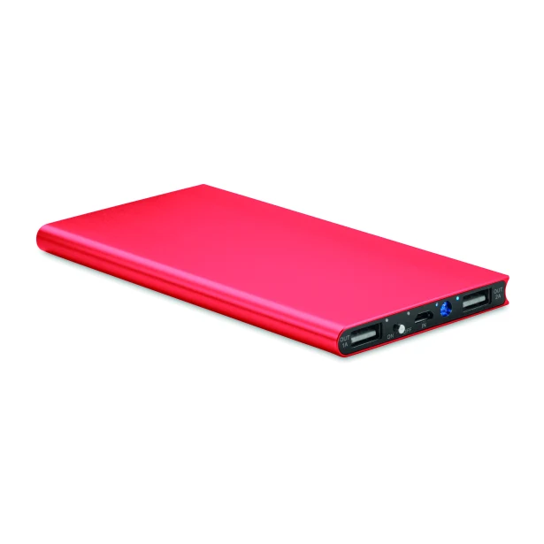Power bank 8000mAh czerwony z logo – Powerflat8 aluminium