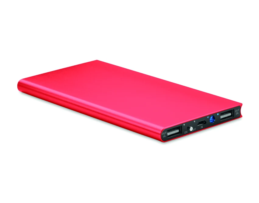 Power bank 8000mAh czerwony z logo – Powerflat8 aluminium