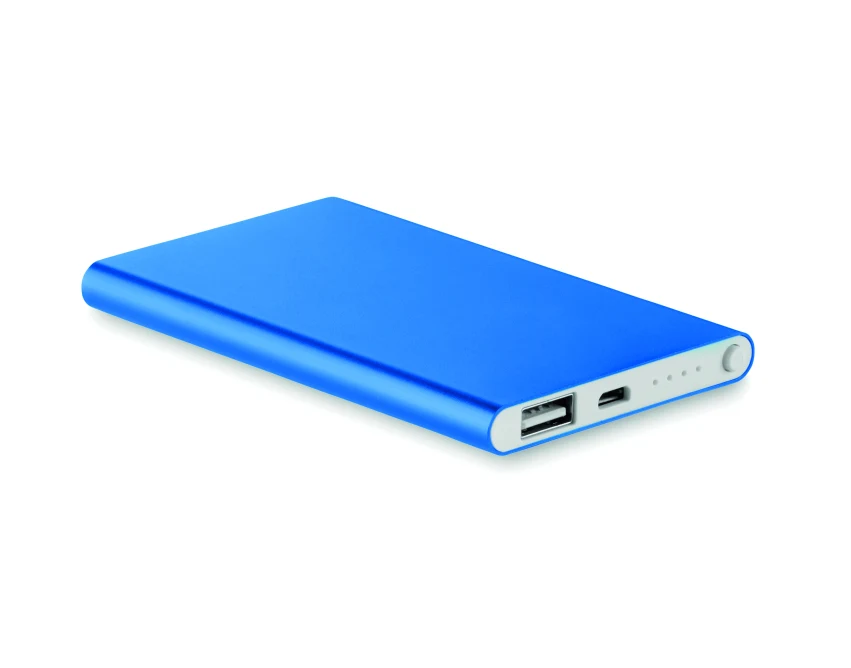 Niebieski powerbank 4000mAh z grawerem logo – Powerflat